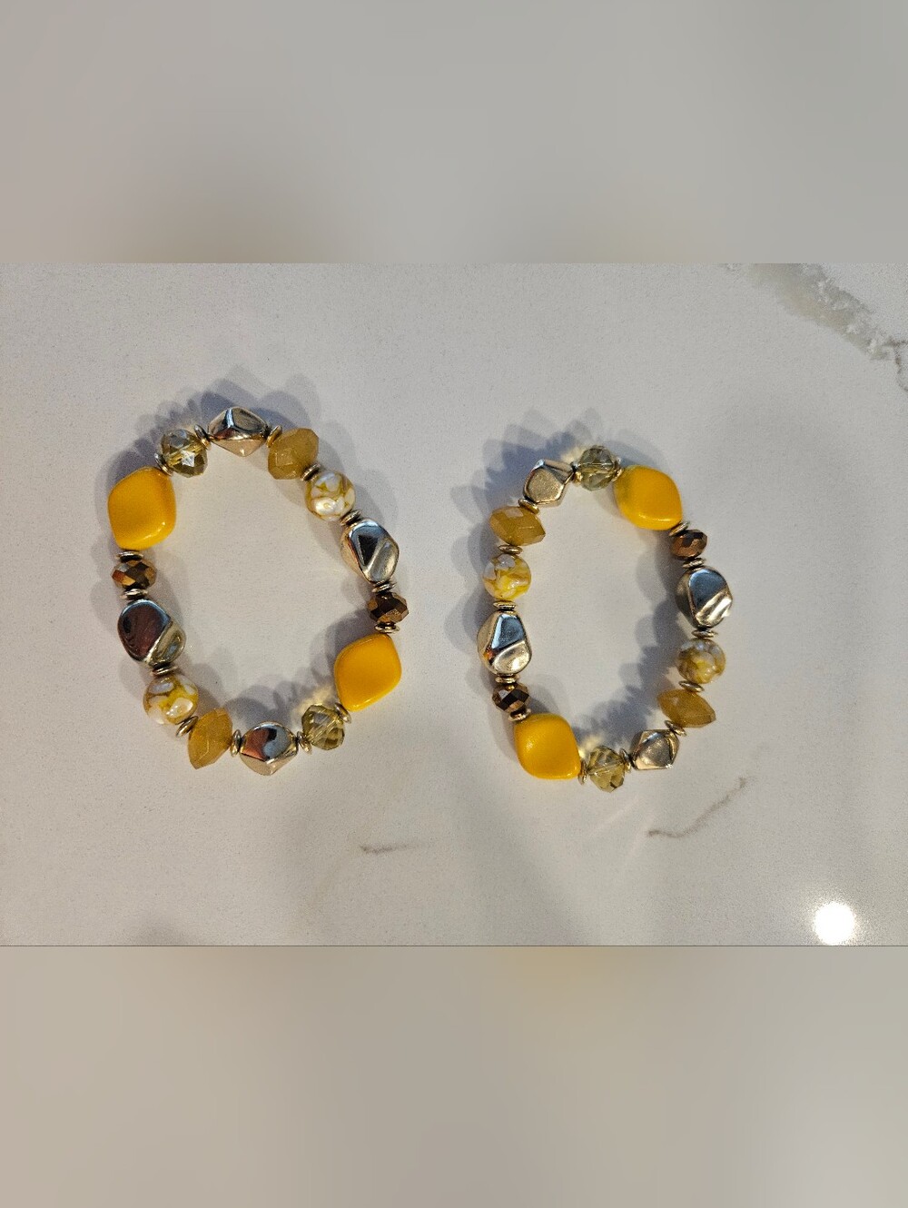Yellow Beaded Stretch Bracelet Set - Women Jewelry